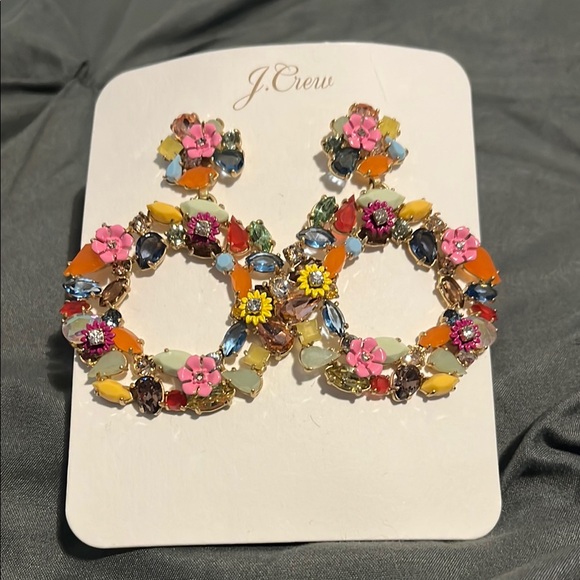 J.Crew Colorful Floral Hoop Earrings - Picture 2 of 4